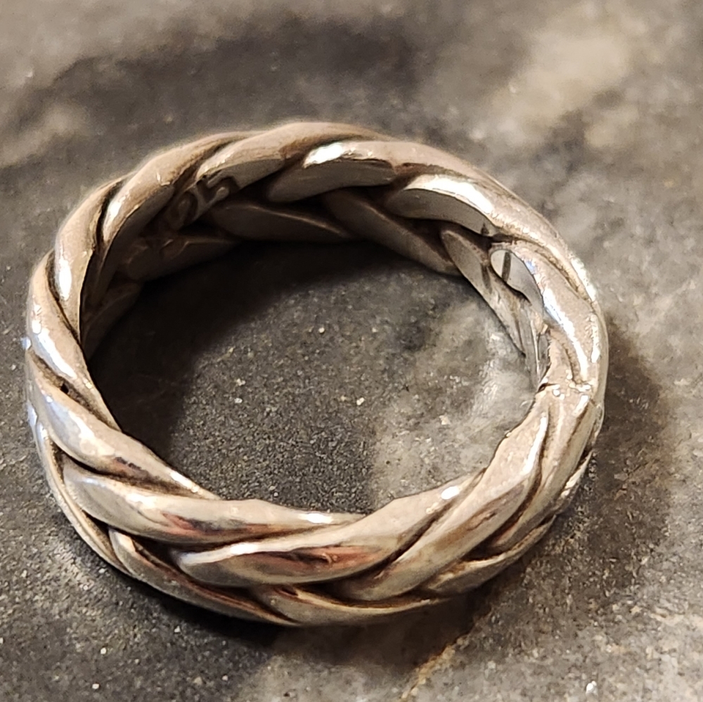 Braided Solid 925 Sterling Silver Ring Size 5 Mex… - image 5
